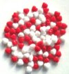 100 6mm Opaque Red & White Glass Heart Mix Pack